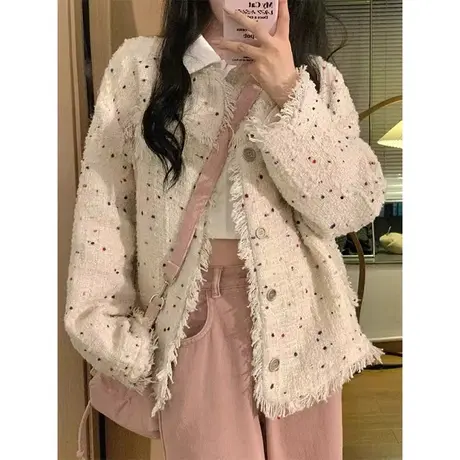 设计感波点外套女春秋季薄款小众独特别致气质高级感复古夹克上衣商品大图