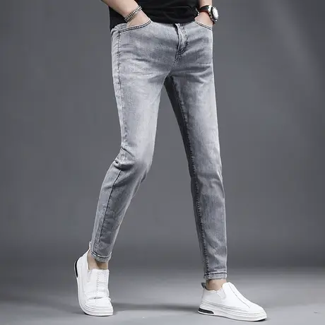 夏季冰丝九分牛仔裤男修身小脚薄款2023新款弹力百搭休闲男士裤子商品大图