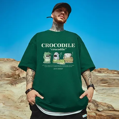 高街短袖t恤大码男装纯棉宽松情侣夏季oversize美式上衣服ins潮牌商品大图