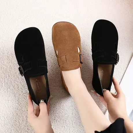 品牌皮鞋女真皮正品旗舰店大码女鞋41一43秋季新款时尚平底单鞋图片