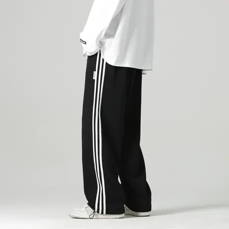 男士黑色卫裤男春秋美式潮牌高街休闲运动裤直筒宽松裤子2024新款图片