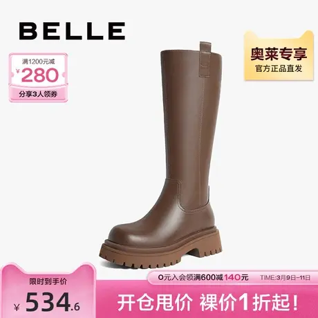 百丽长筒靴骑士靴女靴子2023冬季新款女鞋美拉德高长靴B1728DG3图片
