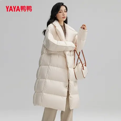 鸭鸭羽绒服女2023年秋冬新品长款加厚大翻领韩版时尚保暖外套C图片
