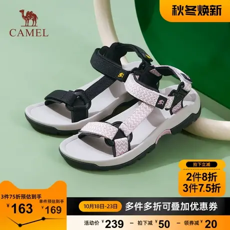 骆驼女鞋2023夏季新款百搭休闲运动凉鞋女中跟休闲耐磨时尚沙滩鞋商品大图
