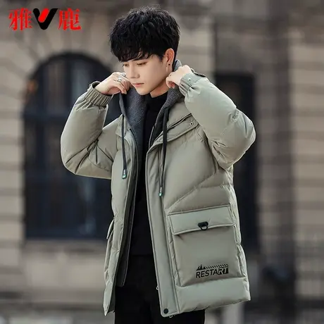 雅鹿官方羽绒服男短款针织连帽2023年新款青少年初中学生外套冬季图片