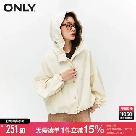 ONLY冬季时尚潮流宽松抽绳半高领短款外套女|123336016图片