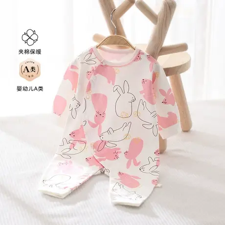 南极人婴儿衣服春秋纯棉连体衣男女宝宝长袖四季无骨爬服护肚哈衣图片