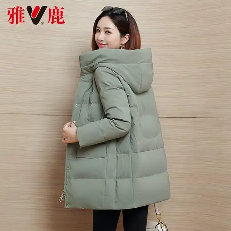 雅鹿连帽羽绒服女短款2022冬季新款时尚休闲宽松高端短外套小个子商品大图