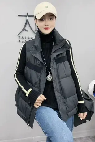 羽绒棉马甲女2023秋冬季宽松加厚保暖背心短款外穿设计感马夹外套商品大图