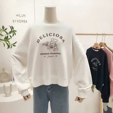 小个子高腰上衣2022春季新款韩国东大门ins超火简约卫衣学生甜美商品大图