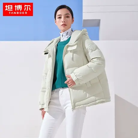 【商场同款】坦博尔22新款羽绒服女冬短款连帽面包服外套TB332360图片