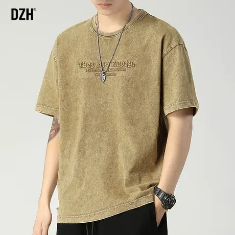 男生美式短袖男t恤纯棉潮牌潮流宽松半袖上衣圆领体恤衫2023新款商品大图
