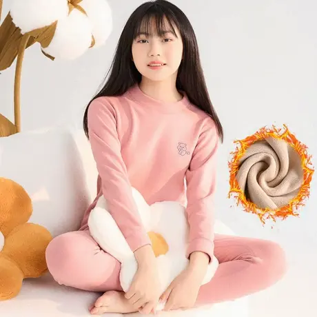 保暖内衣套装男女儿童加绒加厚羊羔绒少女中大童学生德绒发热冬季商品大图