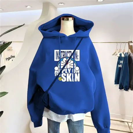 卫衣女加绒加厚2021秋冬新款韩版慵懒风宽松卡通减龄中长款外套潮商品大图