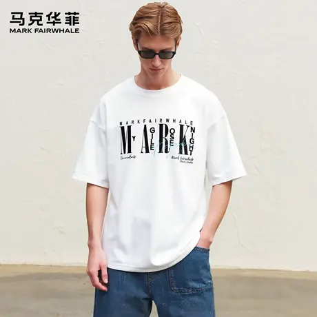 马克华菲 deer 连笔签印花短袖t恤男女夏季新款纯棉宽松休闲体恤商品大图
