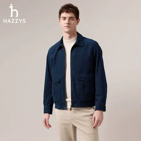 【商场同款】HAZZYS哈吉斯2025秋季新品男装夹克休闲翻领外套上衣图片