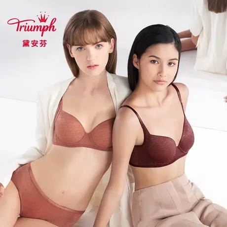 Triumph/黛安芬经典老花新品内衣女薄款透气软钢圈文胸16R8931商品大图