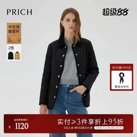 PRICH时尚短款翻领棉服2025春季新款休闲通勤显瘦外套女商品大图