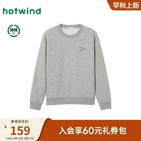 热风2025年冬季新款女士字母圆领加绒卫衣商品大图