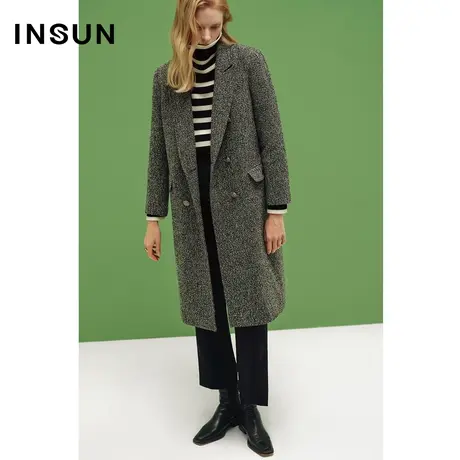 【百亿补贴官方直播】恩裳COVER冬季简约西装领大衣花纱毛呢商品大图