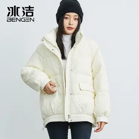 冰洁秋冬新款克莱因蓝宽松廓形小众甜酷女士短款羽绒服潮XFF商品大图