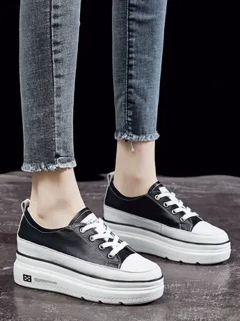 真皮厚底小白鞋女2023新款百搭鞋子休闲鞋女鞋厚底鞋板鞋秋款秋季商品大图