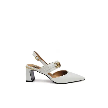 VME/舞魅2023夏季新款尖头钻扣穆勒鞋低跟中跟后空扣带单鞋商品大图