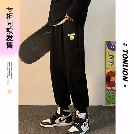 [商场同款]唐狮春秋季休闲长裤男基础宽松休闲运动裤子时尚潮酷图片