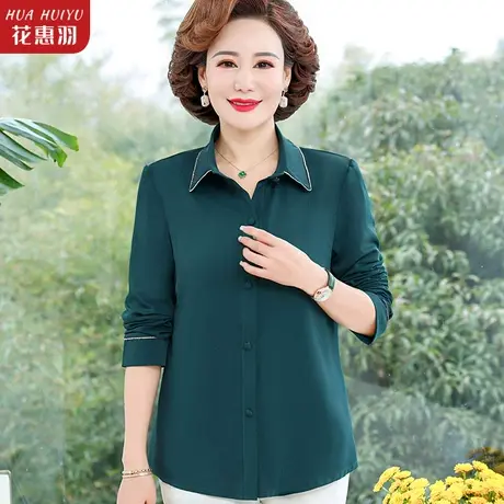 妈妈雪纺长袖中年女士衬衫春装2023新款洋气时尚减龄衬衣春款上衣商品大图