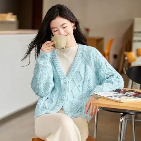时尚气质减龄通勤毛衣开衫女2023年秋季新款百搭休闲显瘦小众上衣商品大图