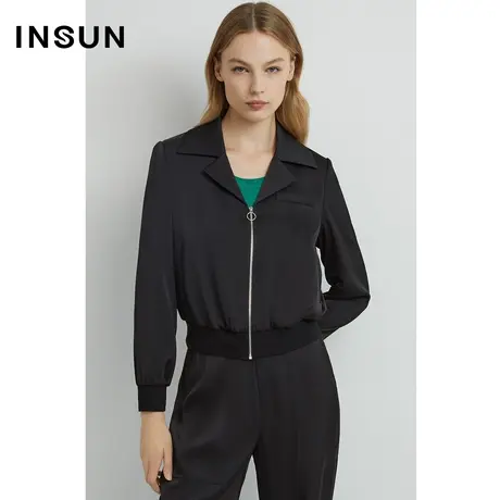 INSUN恩裳线上专选春季仿醋酸短款休闲显瘦外套图片