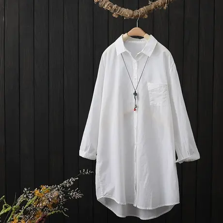 中长款衬衫女长袖夏季2023新款文艺休闲百搭宽松防晒衣外搭薄外套图片