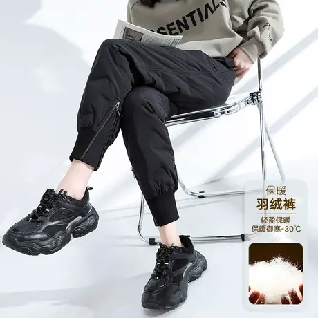 羽绒裤女冬外穿时尚2023新款白鸭绒保暖直筒高腰工装束脚运动裤商品大图