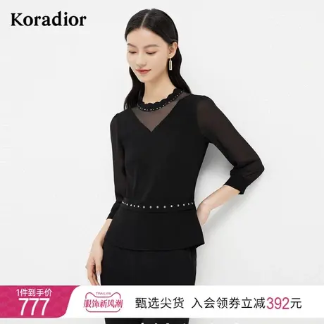 珂莱蒂尔冰丝针织衫女显瘦时尚针织上衣2023年季新款商品大图