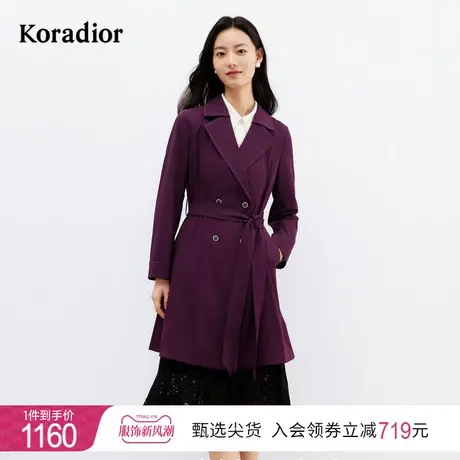 珂莱蒂尔2024年春季新款纯色通勤风衣外套女修身通勤百搭外套图片