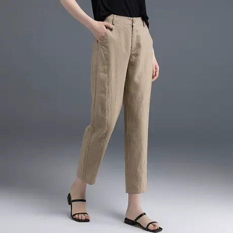 棉麻裤女夏季裤子女薄款宽松休闲萝卜裤妈妈哈伦裤亚麻女裤九分裤商品大图