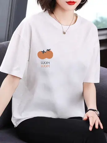 清仓捡漏妈妈装大码夏季新潮牌男女同款美式仿棉短袖情侣T恤商品大图