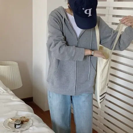 情侣卫衣oversize大码薄款慵懒风连帽开衫ins潮奶系炸街外套上衣商品大图