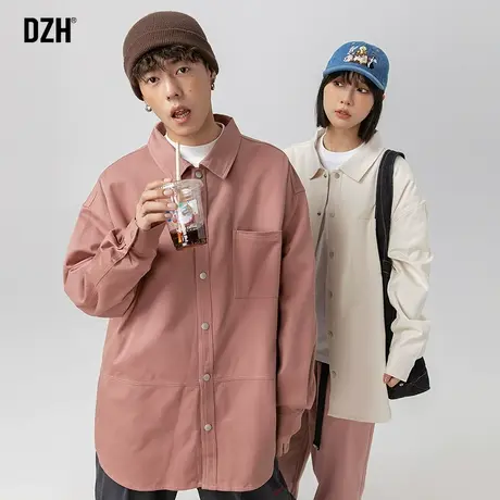 情侣秋季衬衫外套男潮流复古外穿衬衫情侣装工装夹克男士2024新款商品大图