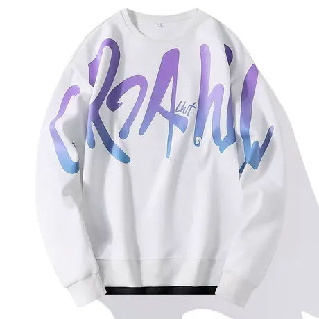 男士2022春秋季新款情侣潮牌套头圆领长袖字母印花百搭潮流上衣服商品大图