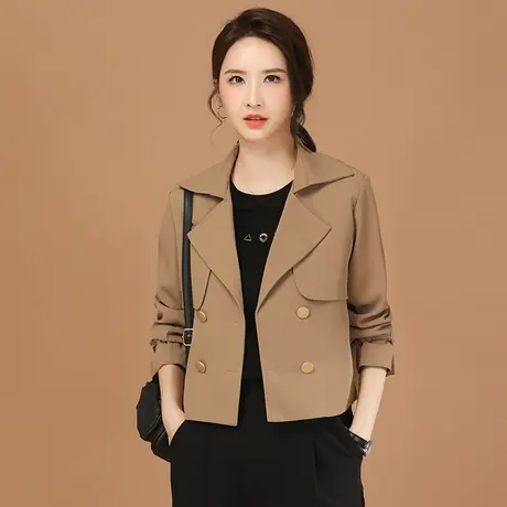 韩潮袭人高级感西装领短款外套女2024春季新款宽松工装夹克风衣图片