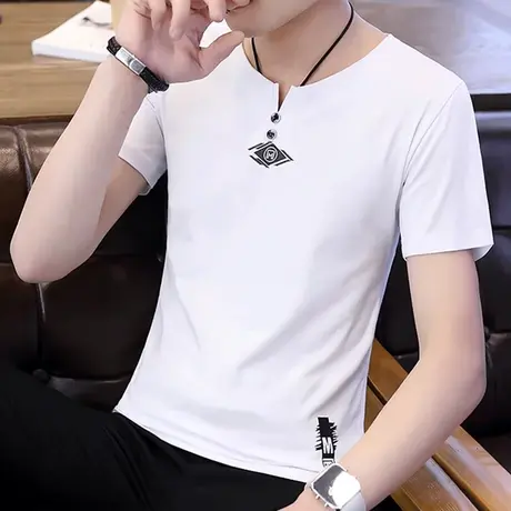 夏季新款短袖T恤男韩版上衣学生半袖夏装休闲卫衣潮男装帅气衣服图片