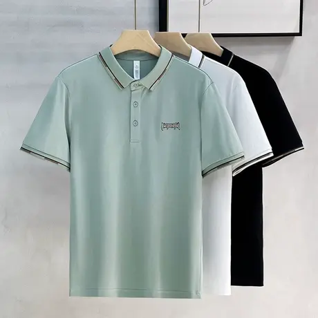 凉感索罗娜翻领男士短袖t恤夏季新款polo衫半袖高档男装百搭上衣T图片