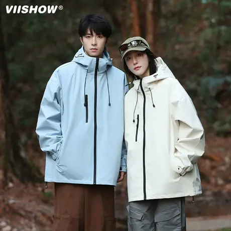 VIISHOW冲锋外套男春季新款宽松休闲连帽机能户外防水工装夹克商品大图