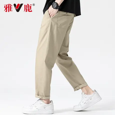 【含桑蚕丝】雅鹿休闲裤男士2024春季新款简约百搭工装裤潮牌长裤商品大图