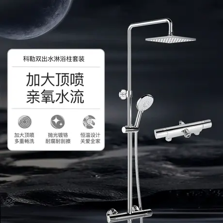 科勒恒温淋浴花洒齐乐双花洒升降可手持淋雨淋浴柱26469T商品大图
