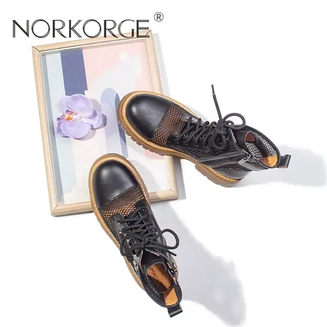 精致黑时装网靴马丁靴商品大图