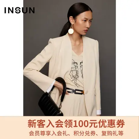 恩裳秋季设计师联名款都市摩登醋酸莱赛尔小西装外套图片