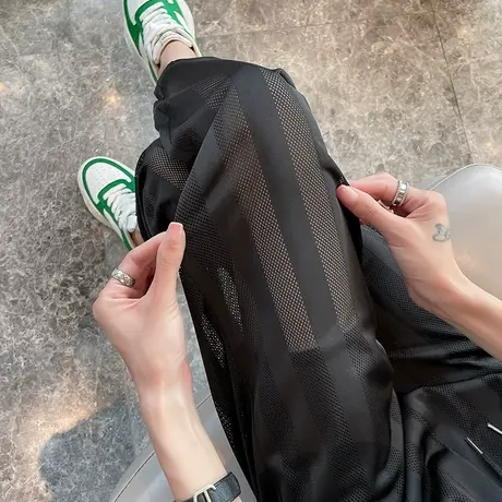 镂空运动裤女束脚夏季2023年薄款高腰宽松显瘦百搭休闲防晒凉凉裤商品大图