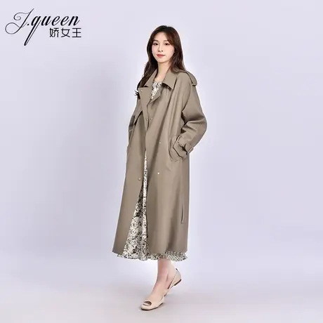 风衣外套女2023秋冬新款宽松垂感韩系休闲高级感双排扣英伦风大衣商品大图